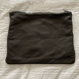BAGGU Large Black Leather Pouch